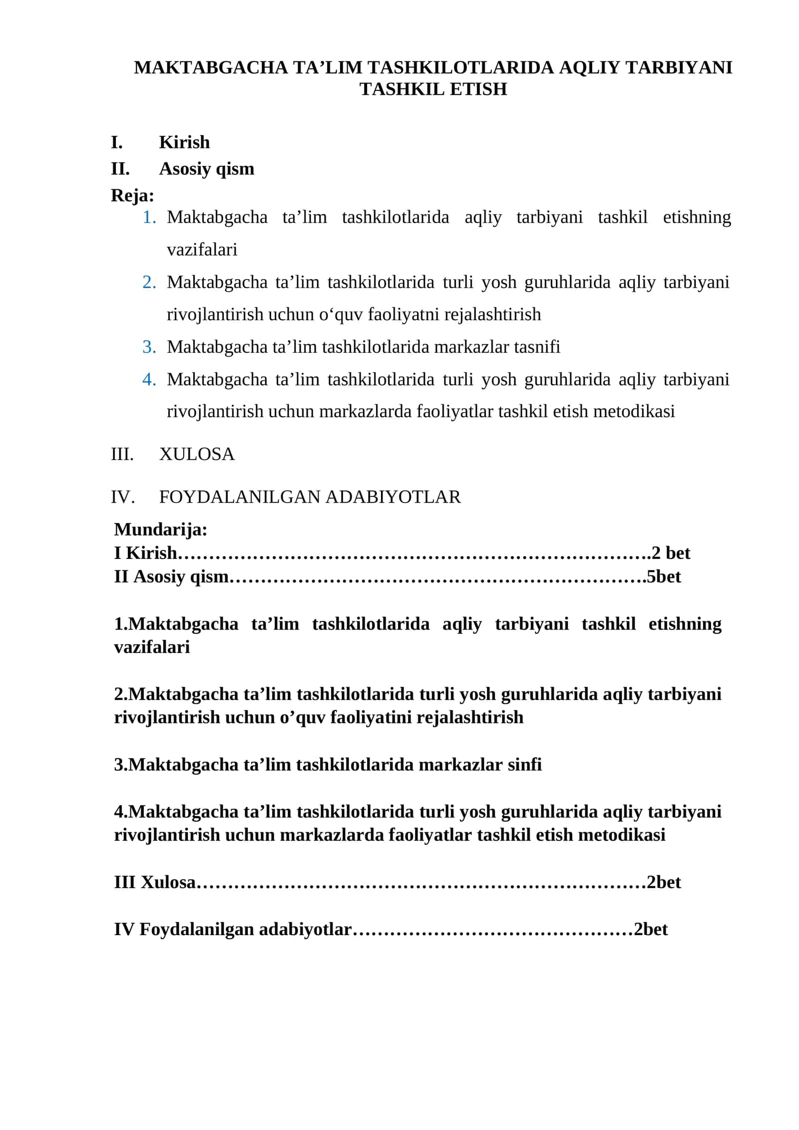 Maktabgacha ta’lim tashkilotlarida aqliy tarbiyani tashkil etish 1