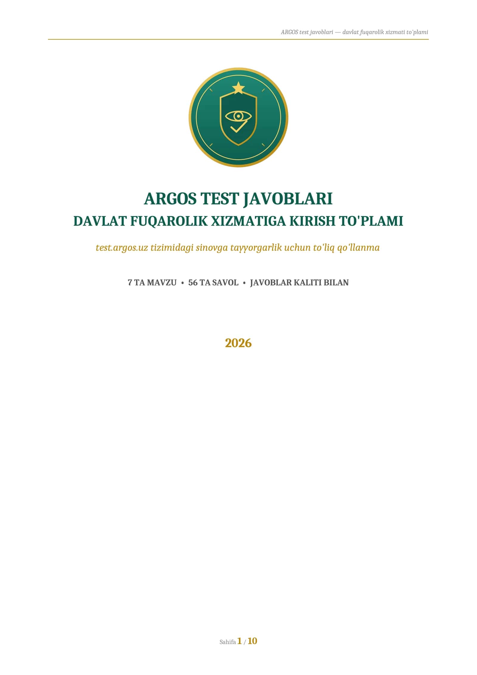 Agros test javoblari 2026 1