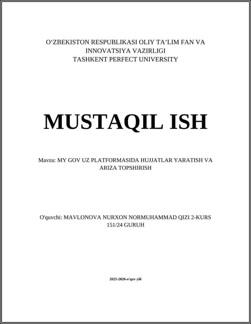 MY GOV UZ PLATFORMASIDA HUJJATLAR YARATISH VA ARIZA TOPSHIRISH 1