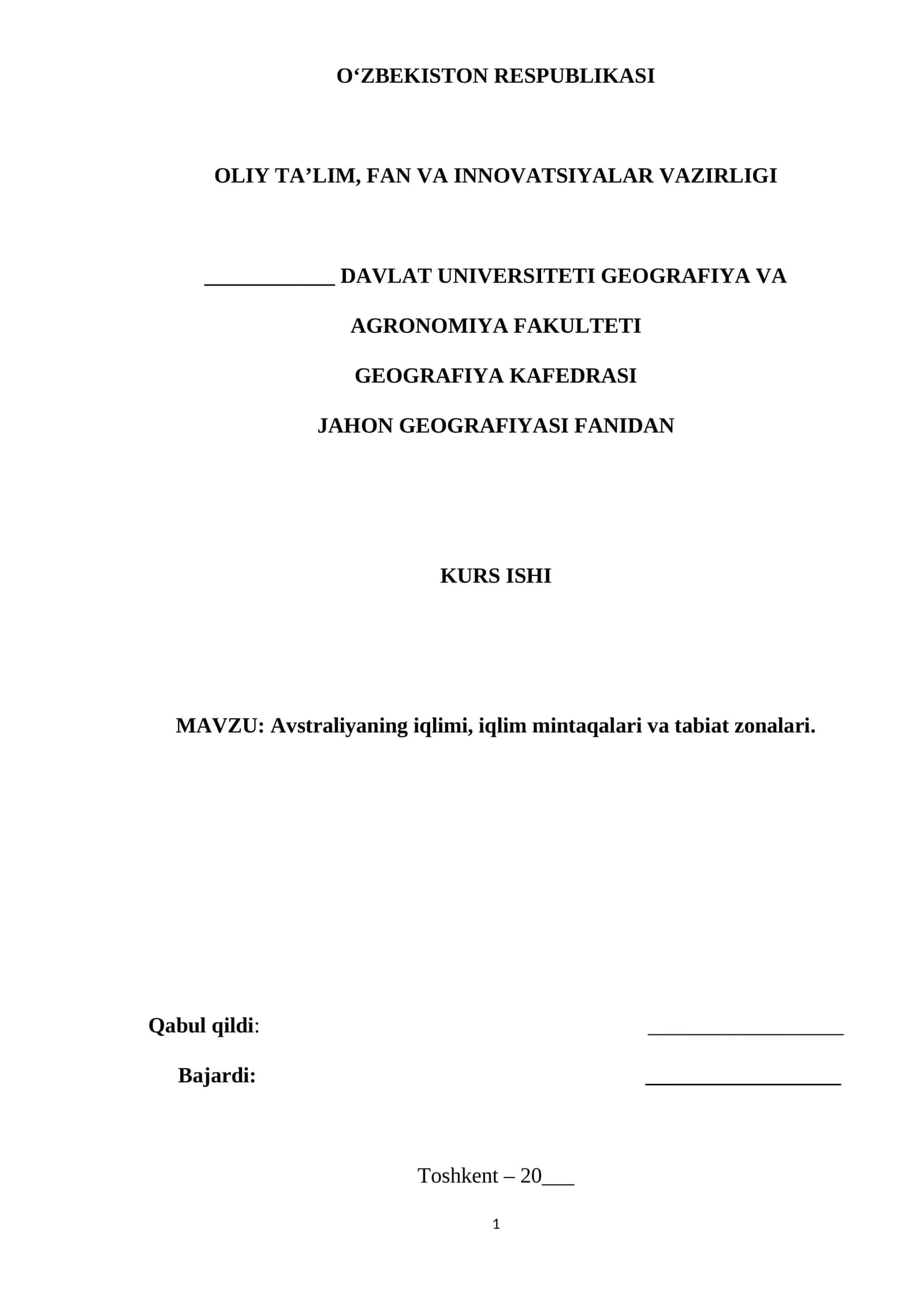 AVSTRALIYA IQLIMI, IQLIM MINTАQАLАRI VA TАBIAT ZОNАLАRI 1