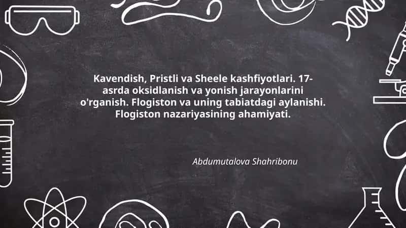 Kavendish, Pristli va Sheele kashfiyotlari 1