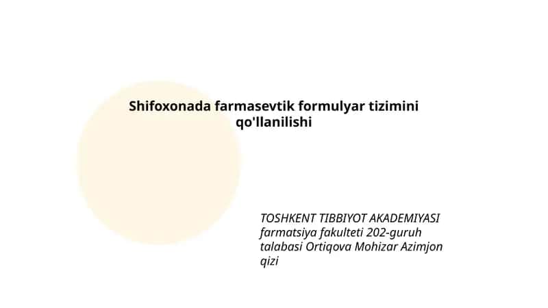 Shifoxonada farmasevtik formulyar tizimini qo'llanilishi 1