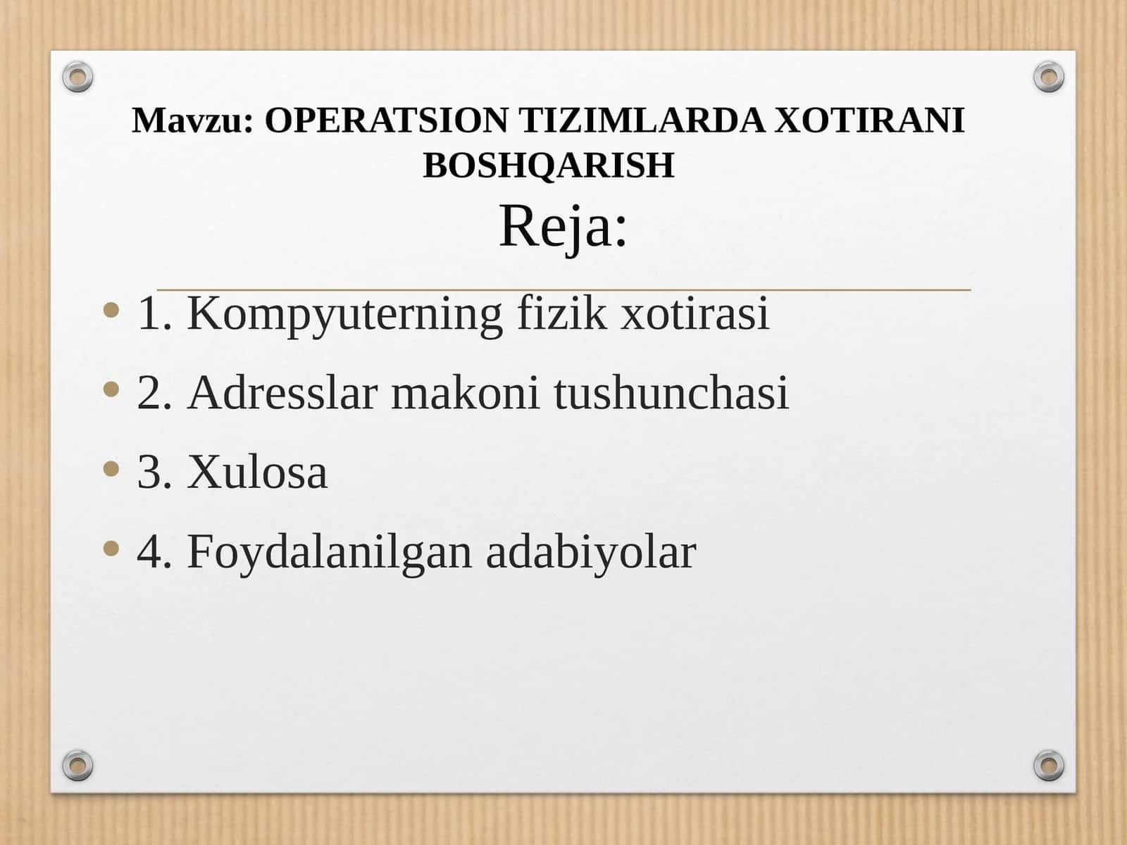 Kompyuterning fizik xotirasi 1