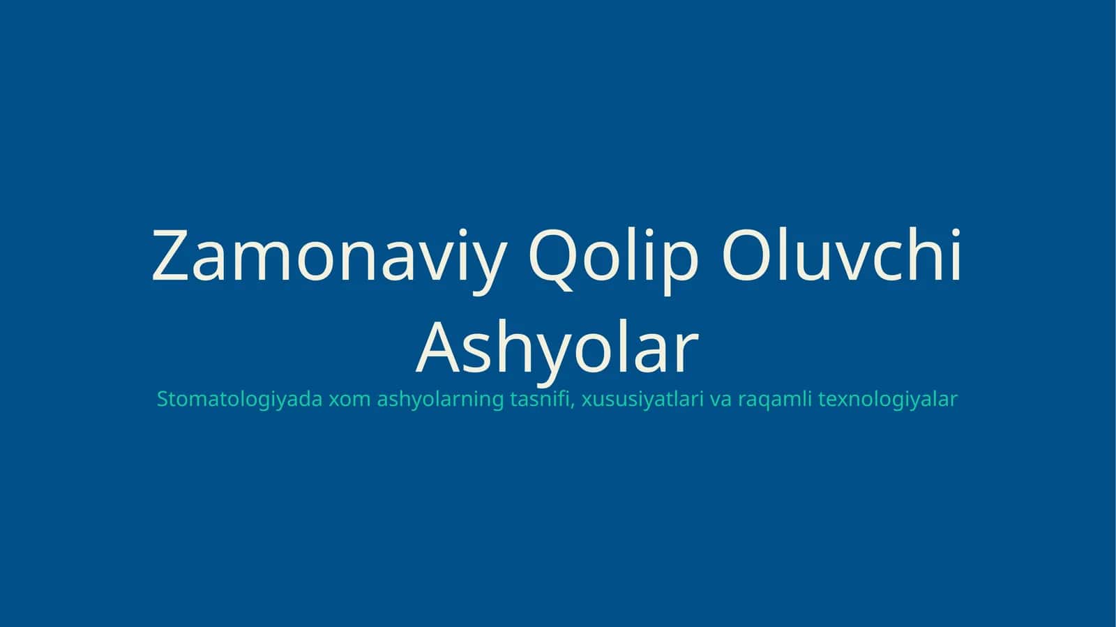 Stomatologiyada zamonaviy qolip oluvchi ashyolar 1