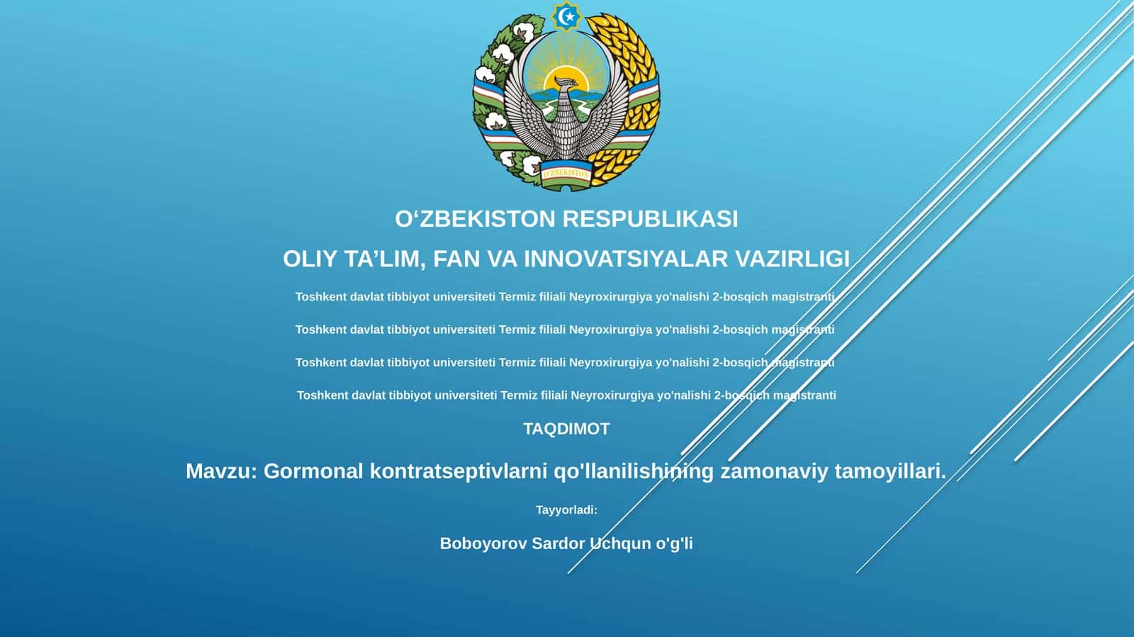 Gormonal kontratseptivlarni qo'llanilishining zamonaviy tamoyillari 1