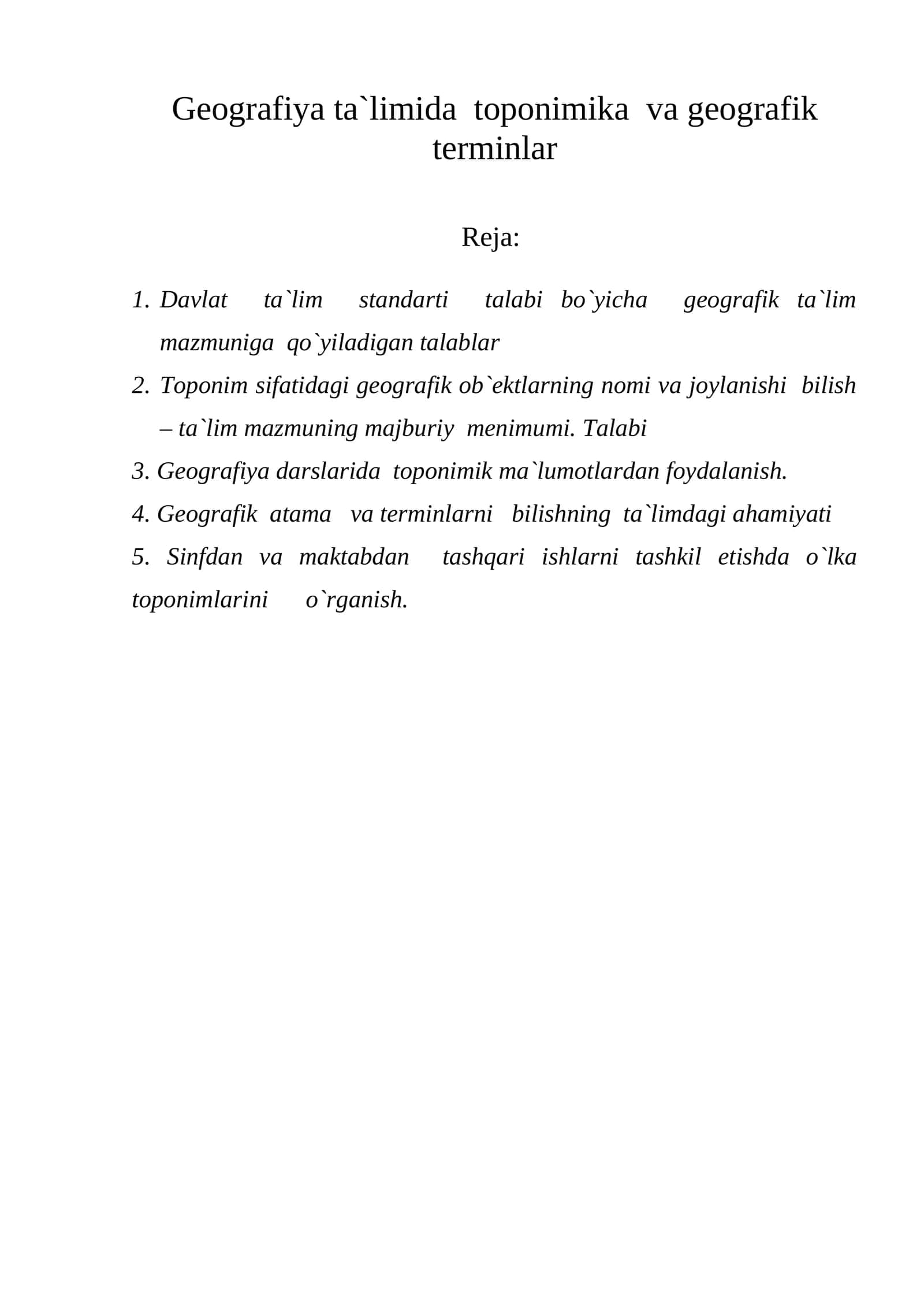 Geografiya ta`limida toponimika va geografik terminlar 1