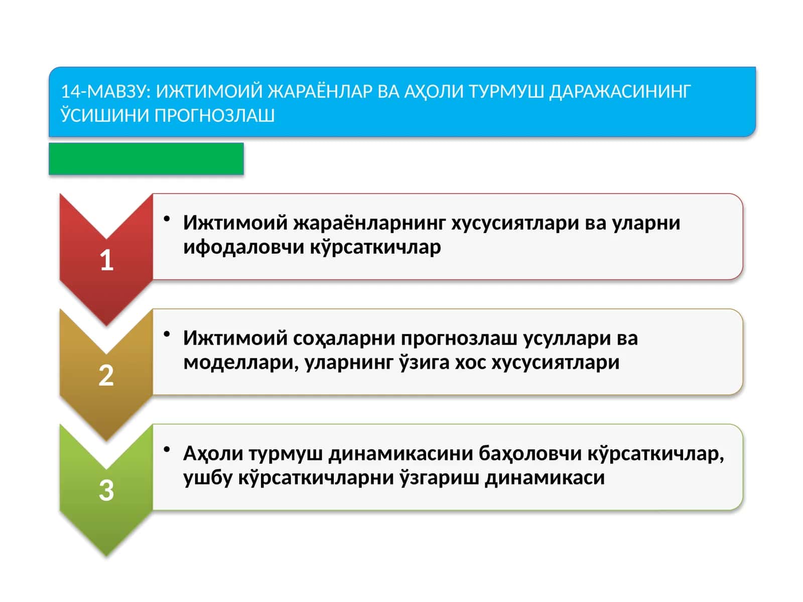 ИЖТИМОИЙ ЖАРАЁНЛАР ВА АҲОЛИ ТУРМУШ ДАРАЖАСИНИНГ ЎСИШИНИ ПРОГНОЗЛАШ 1