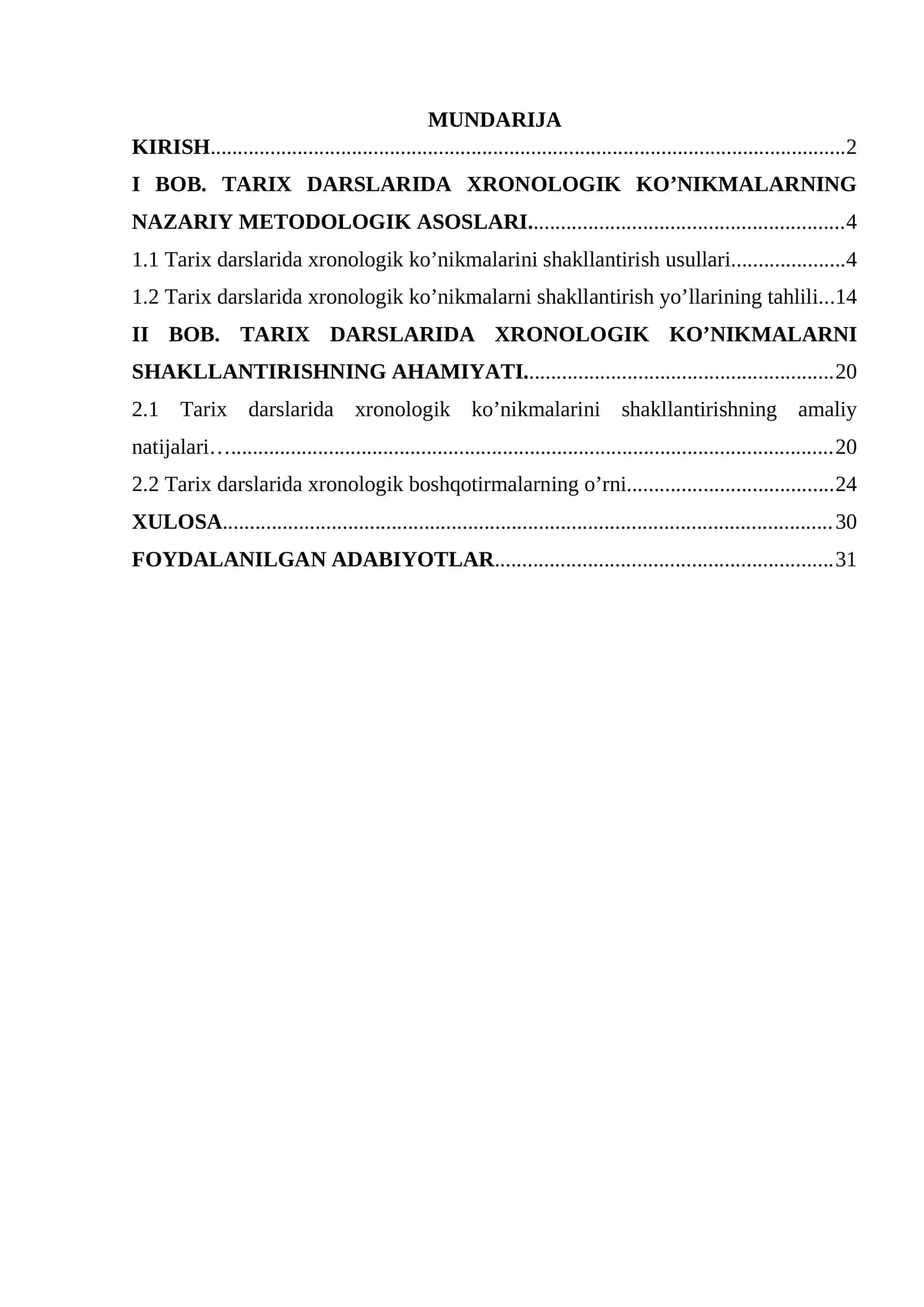 Xronologik Ko'nikmalar Tarixi 1
