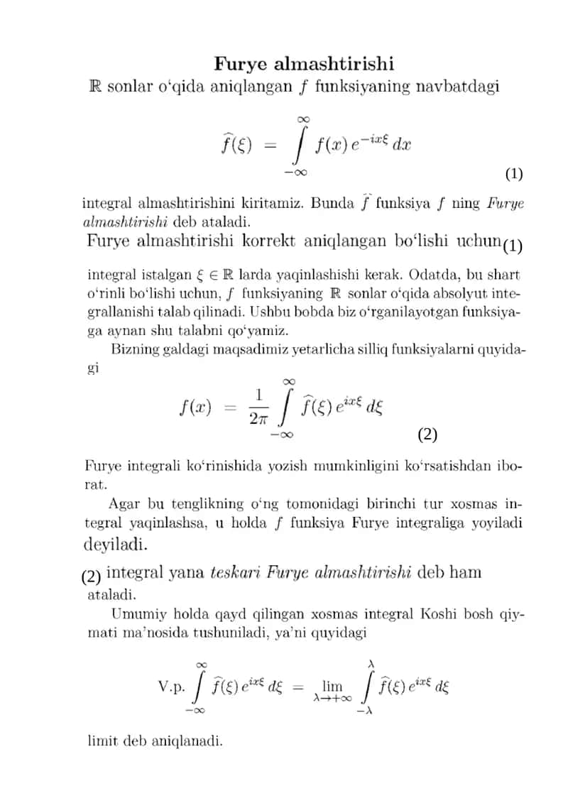 Фурье алмаштиришлари 1