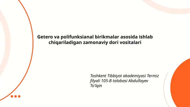 Zamonaviy dori vositalari 1