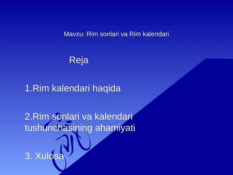 Rim sonlari va Rim kalendari 1