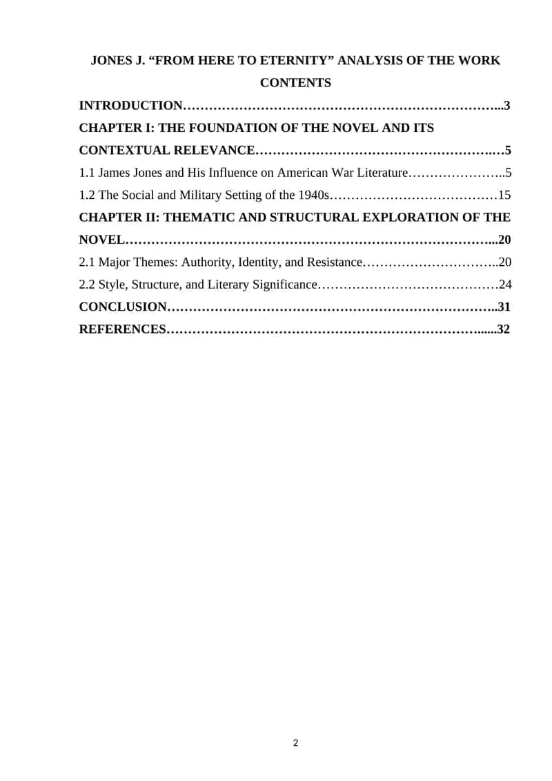 JONES J. “FROM HERE TO ETERNITY” ANALYSIS OF THE WORK 1