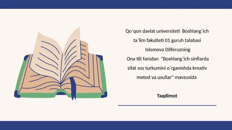 Boshlang`ich sinflarda sifat soz turkumini o`rganishda kreativ metod va usullar" 1