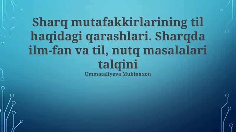 Sharqda Ilm-fanning Til Orqali Talqini 1