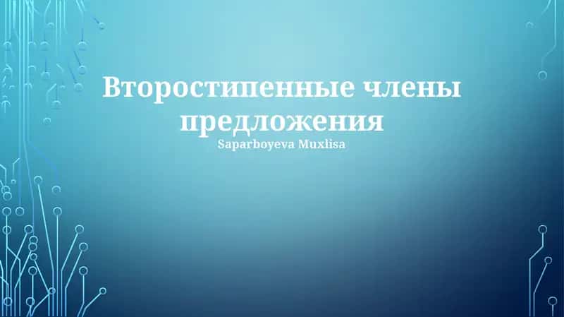 Второстепенные члены предложения 1