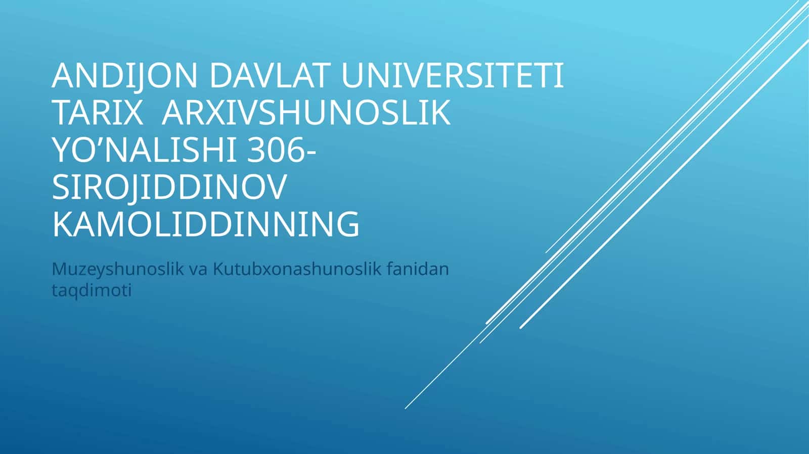 Muzeyshunoslik va Kutubxonashunoslik fanidantaqdimoti 1