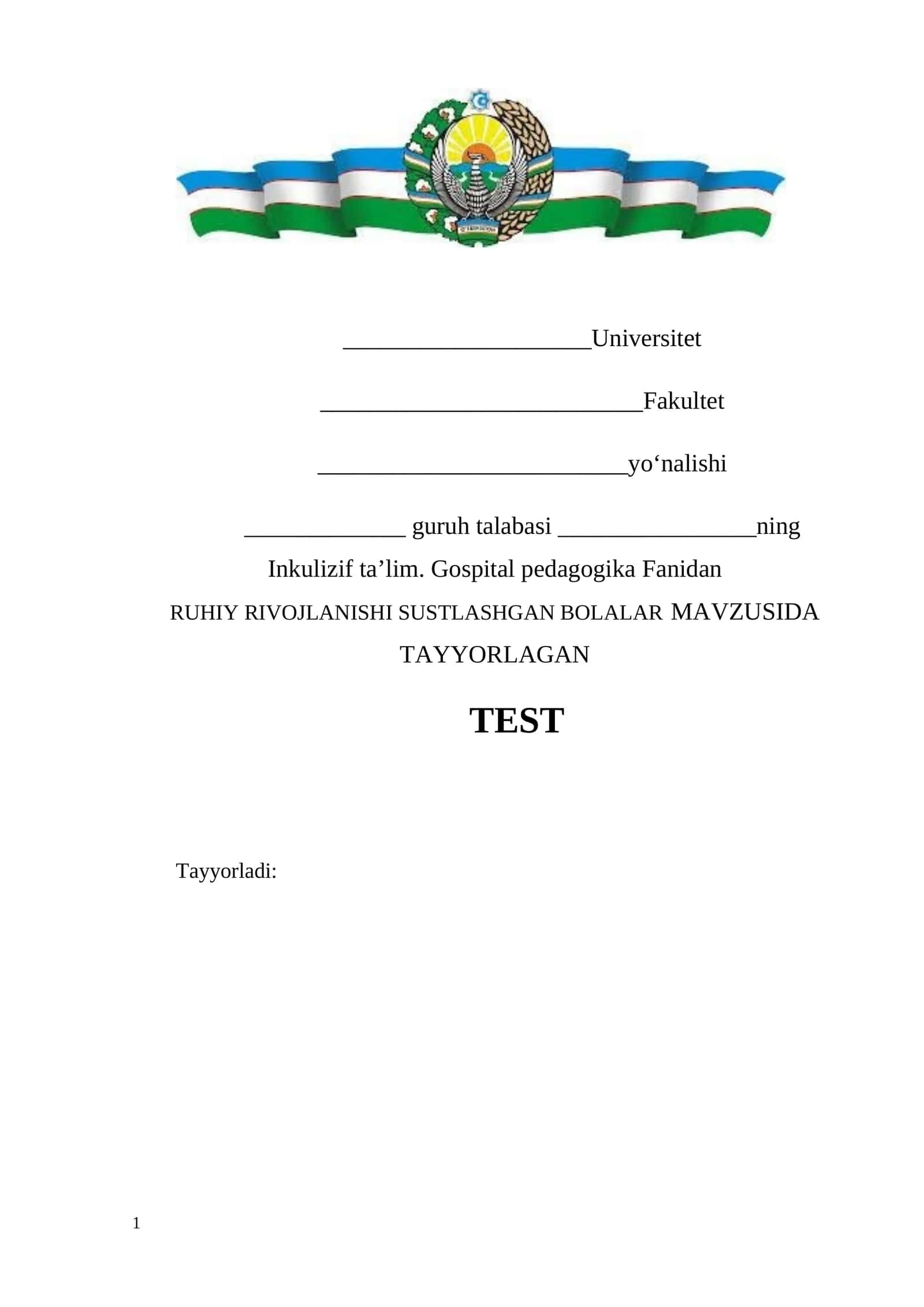 RUHIY RIVOJLANISHI SUSTLASHGAN BOLALAR 1