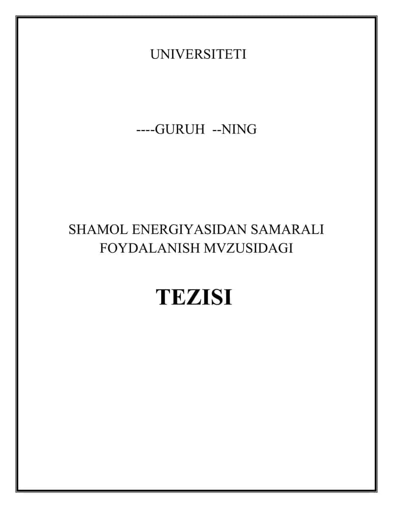 SHAMOL ENERGIYASIDAN SAMARALI FOYDALANISH. 1