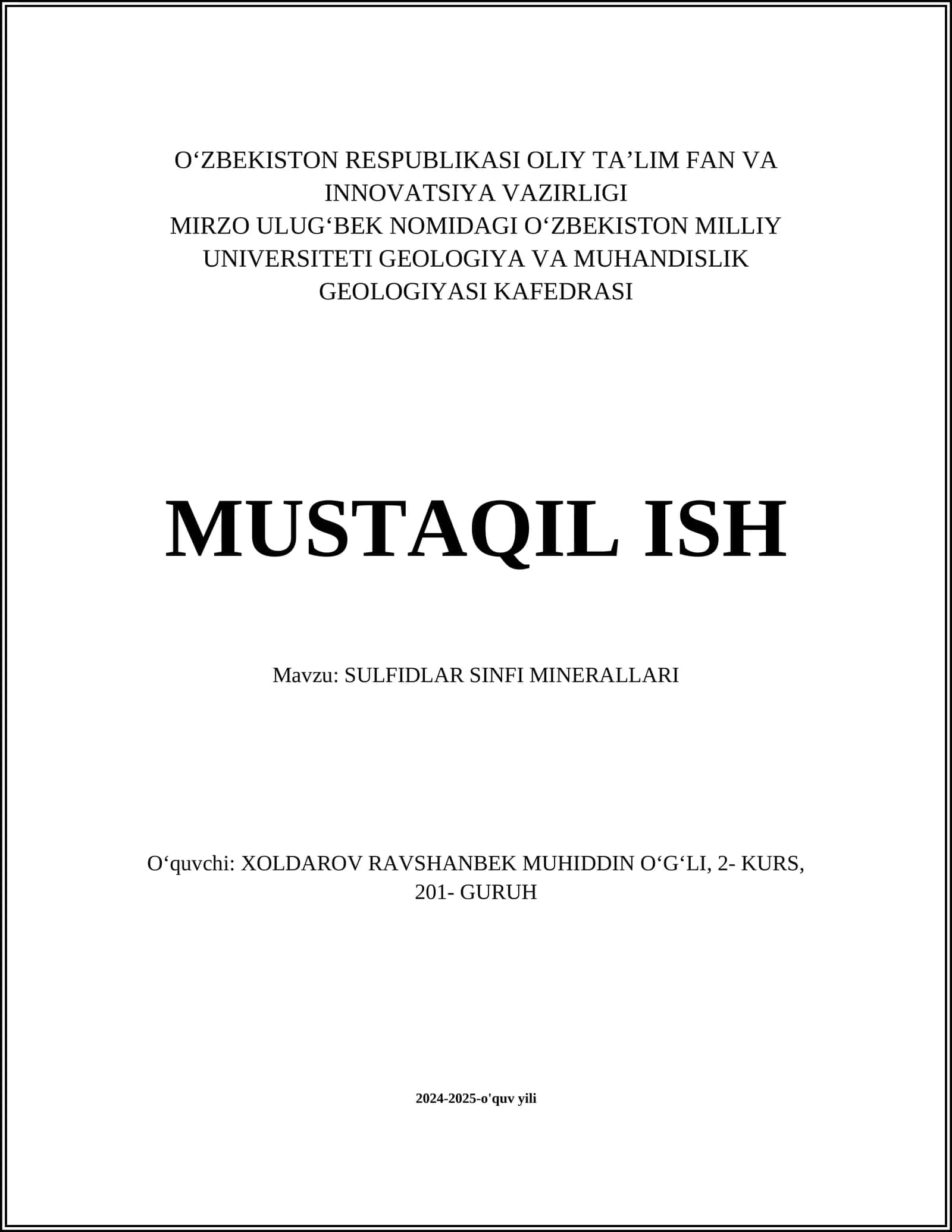 SULFIDLAR SINFI MINERALLARI 1