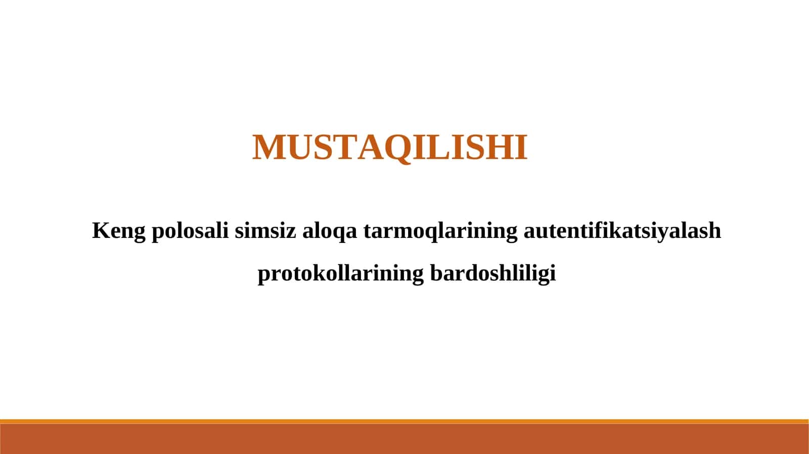 Keng polosali simsiz aloqa tarmoqlarining autentifikatsiyalash protokollarining bardoshliligi 1
