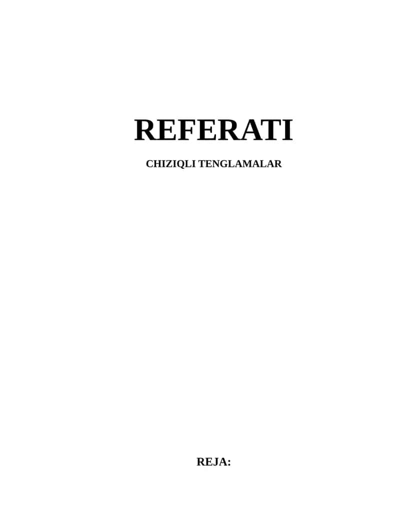 Chiziqli Tenglamalar Referati 1