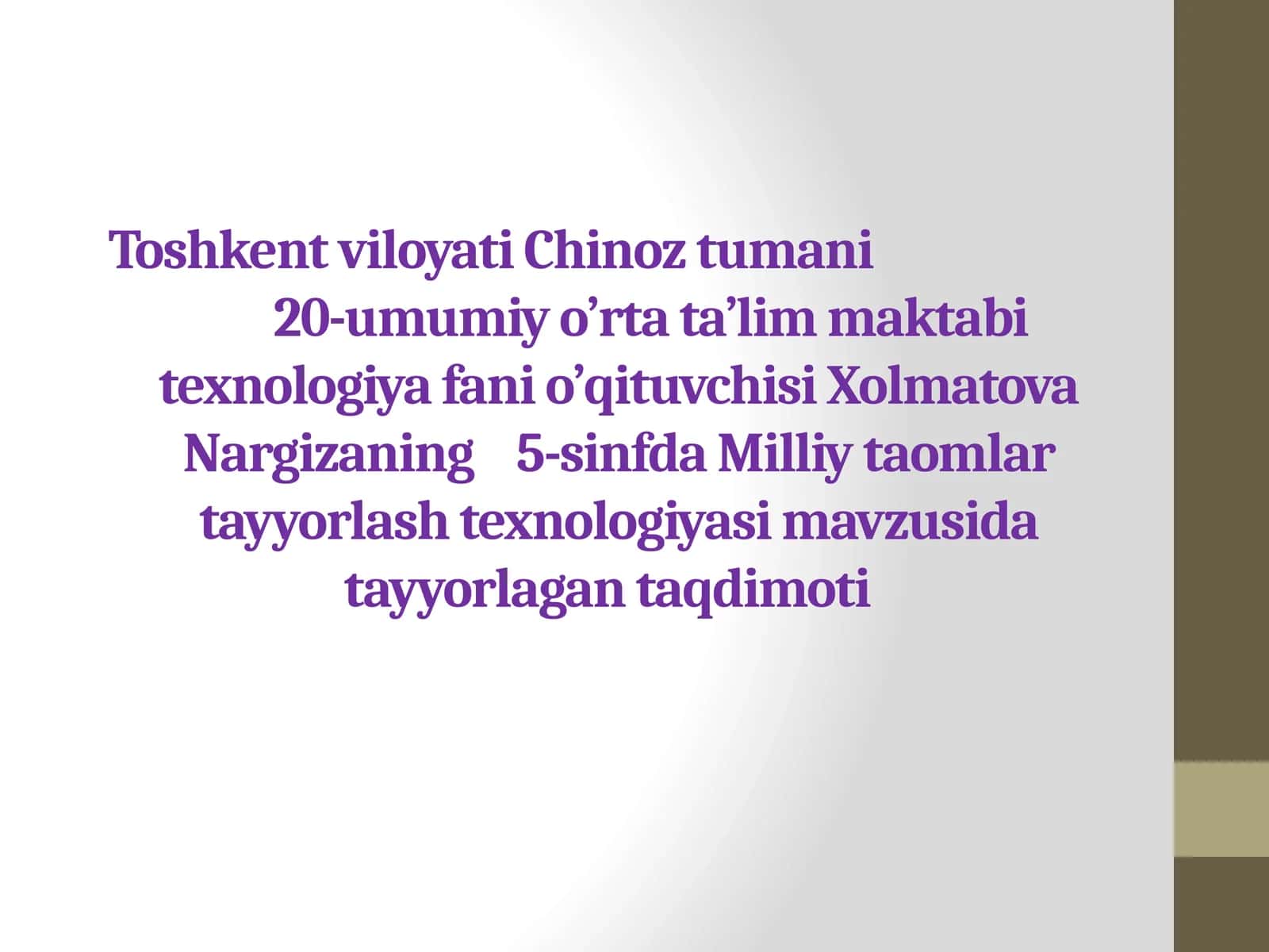 5-sinf Texnologiya fanidan Milliy taomlar tayyorlash texnologiyasi mavzusida dars ishlanma 1