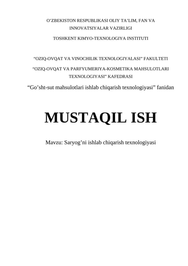 Sariyog' ishlab chiqarish texnologiyasi 1
