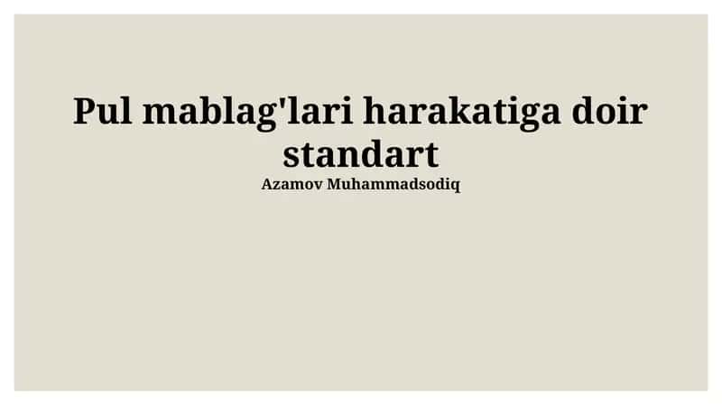 Naqd mablag'lar harakati va uning tahlili 1