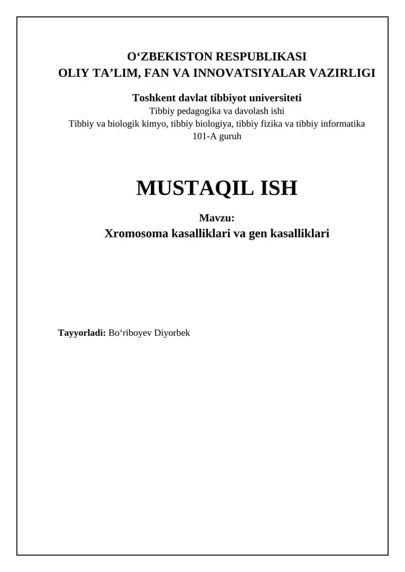 Xromosoma va Genetik Kasalliklar 1