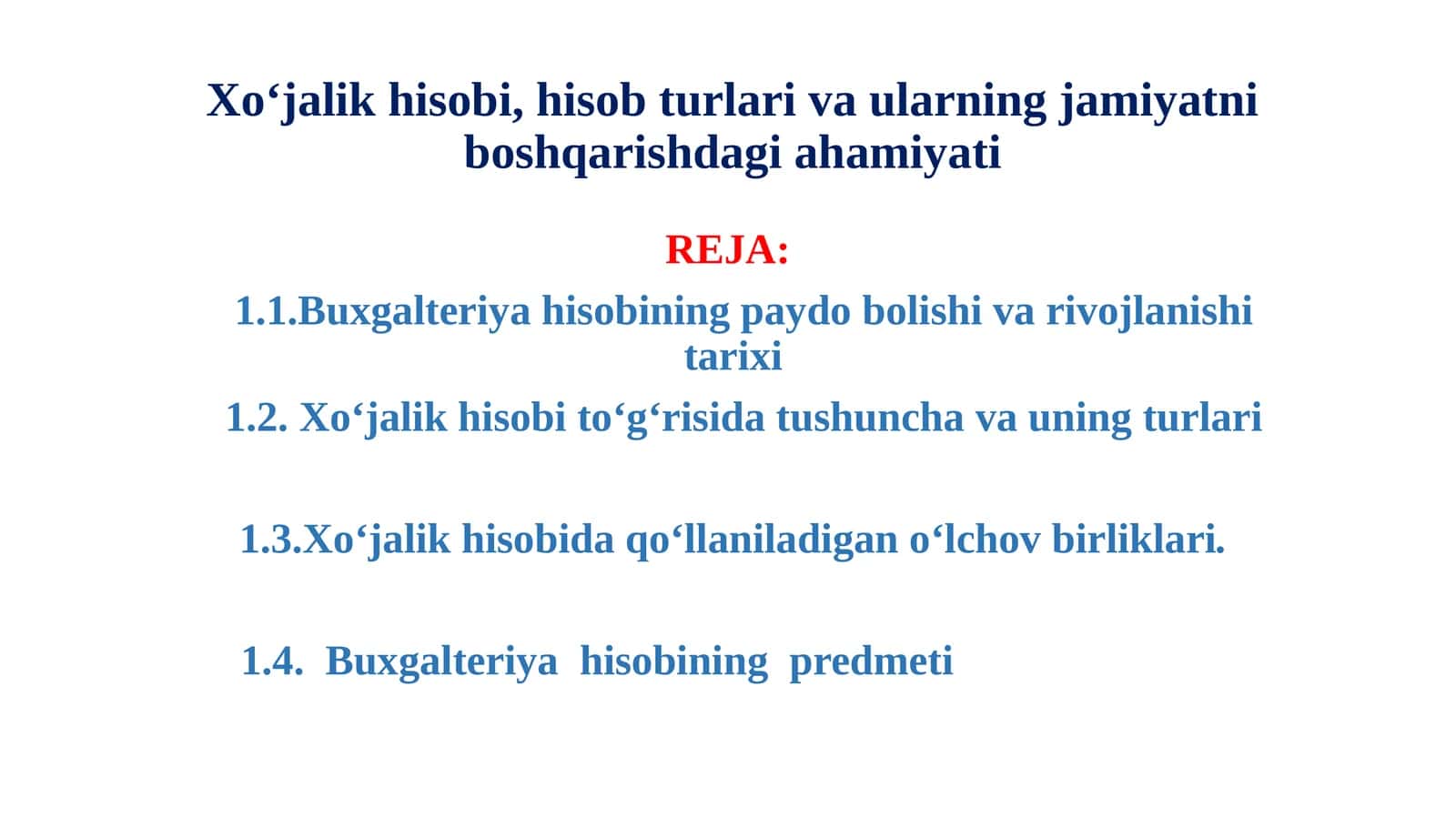 Xo‘jalik hisobi fan sifati 1