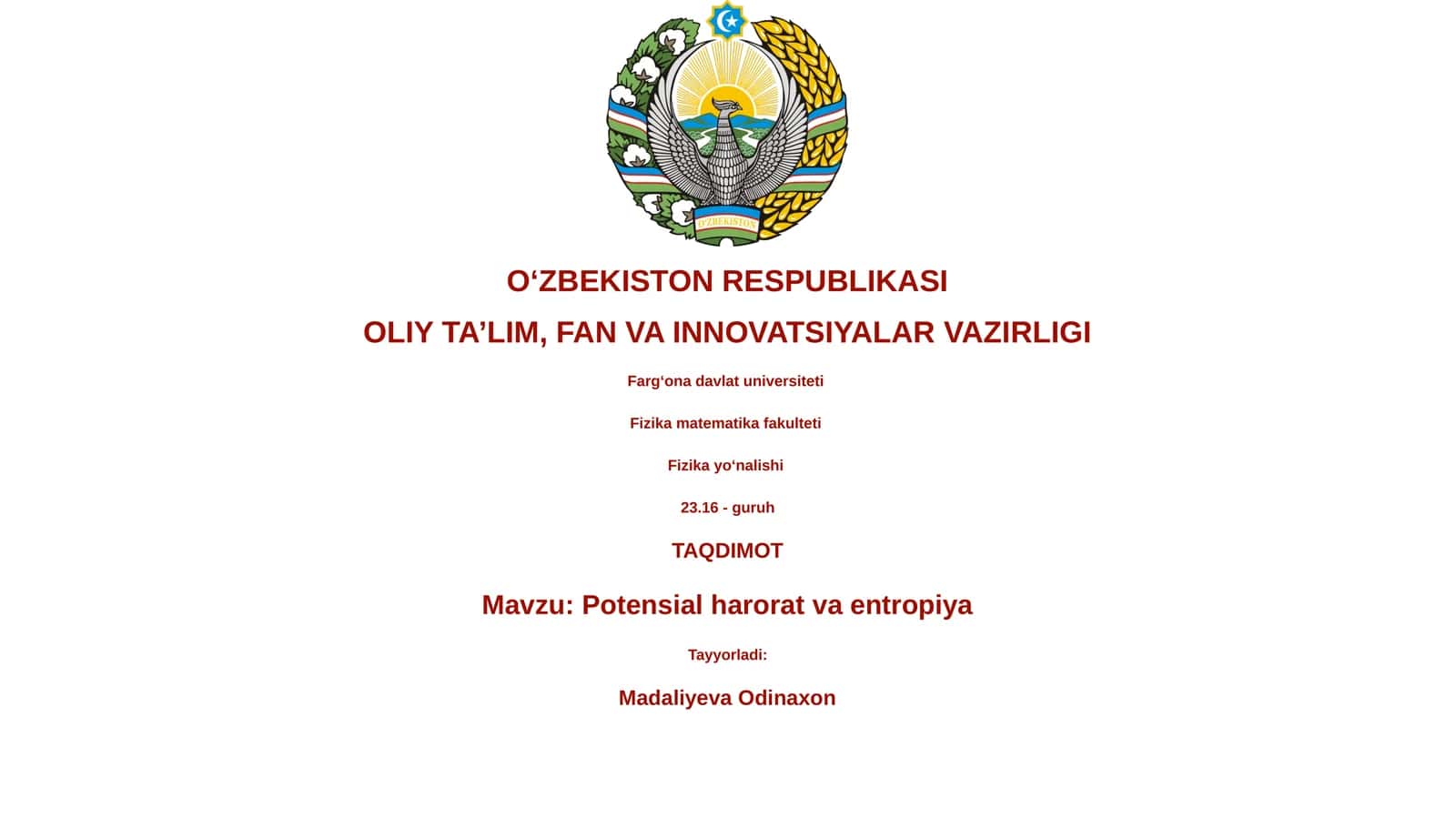 Potensial harorat va entropiya 1