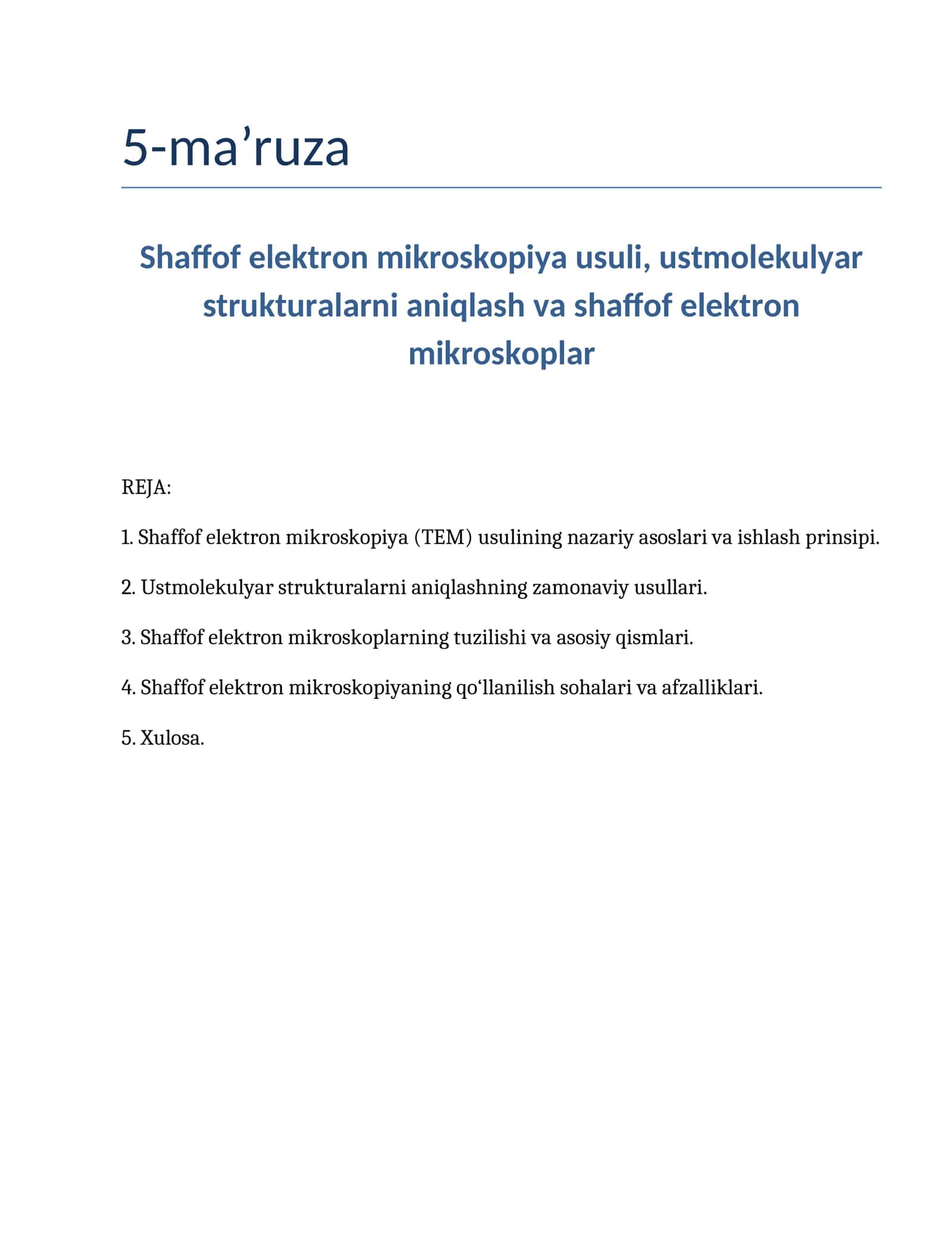 Shaffof elektron mikroskopiya usuli 1