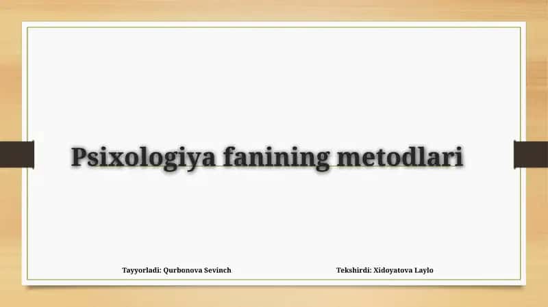 Psixologiya fanining metodlari 1