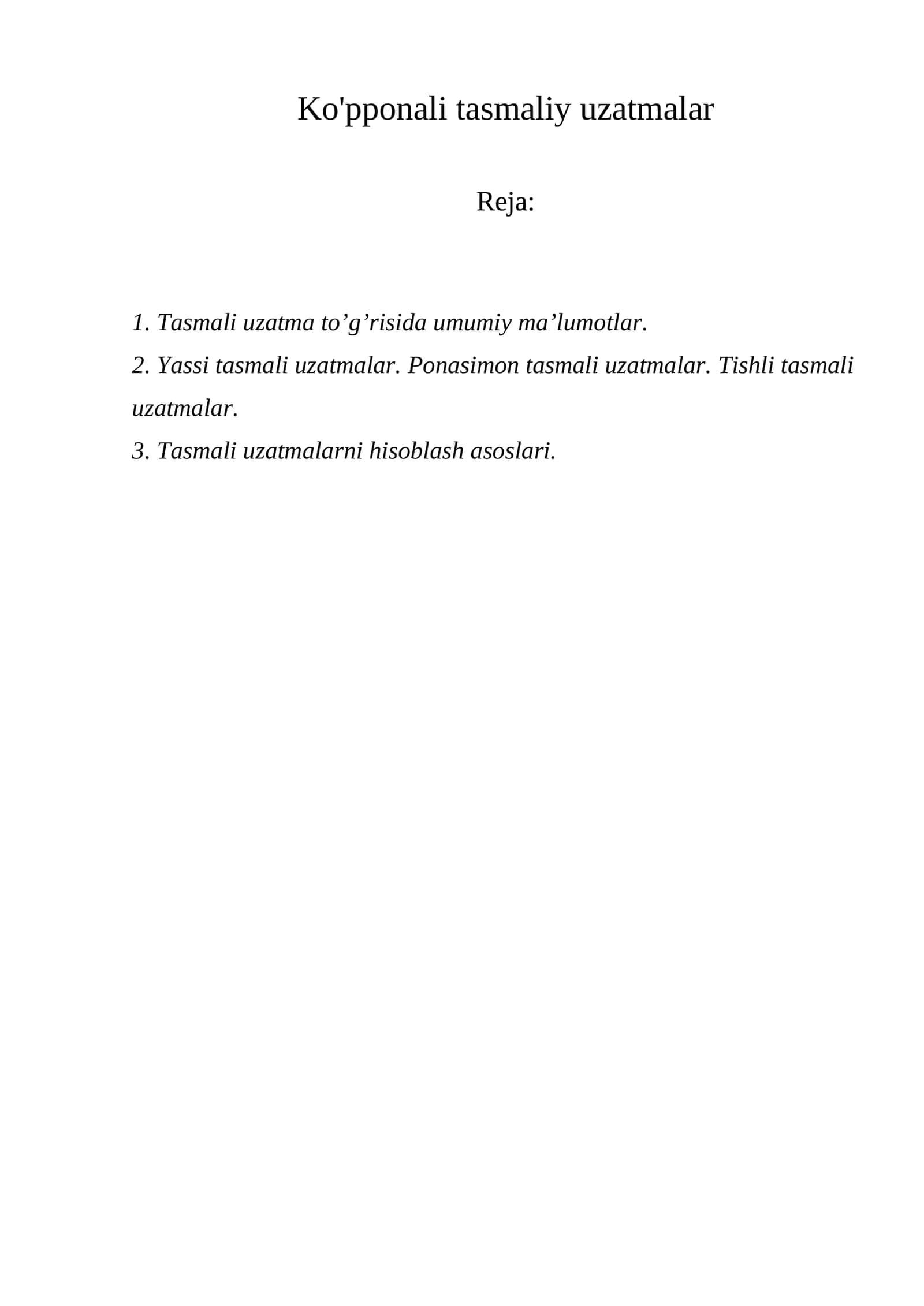 Ko'pponali tasmaliy uzatmalar 1