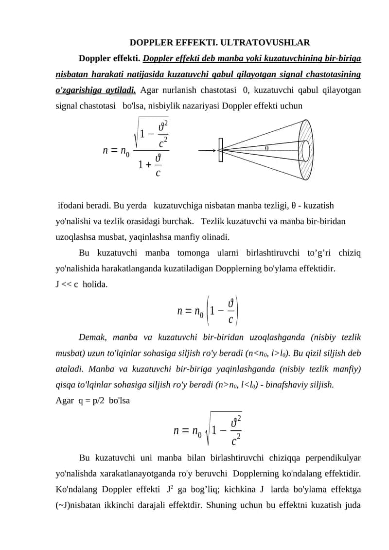Doppler Effekti. Ultratovushlar 1