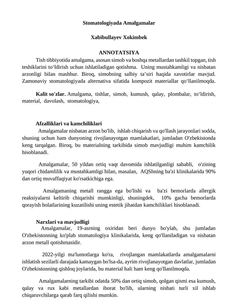 Stomatologiyada Amalgamalar 1