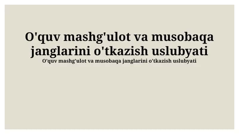 Mashg'ulot va Musobaqa Janglariga Tayyorgarlik Metodologiyasi 1