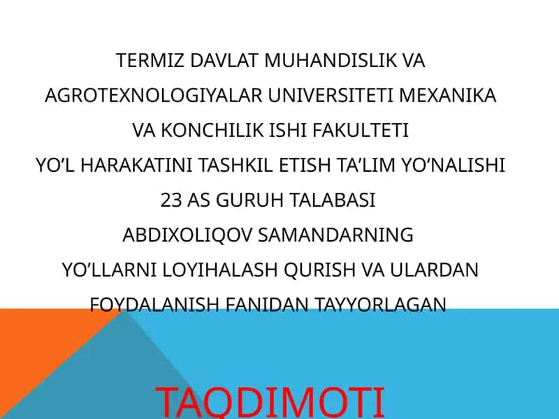 Avtomobil yoʻllarida koʼrinish masofasini aniqlash 1