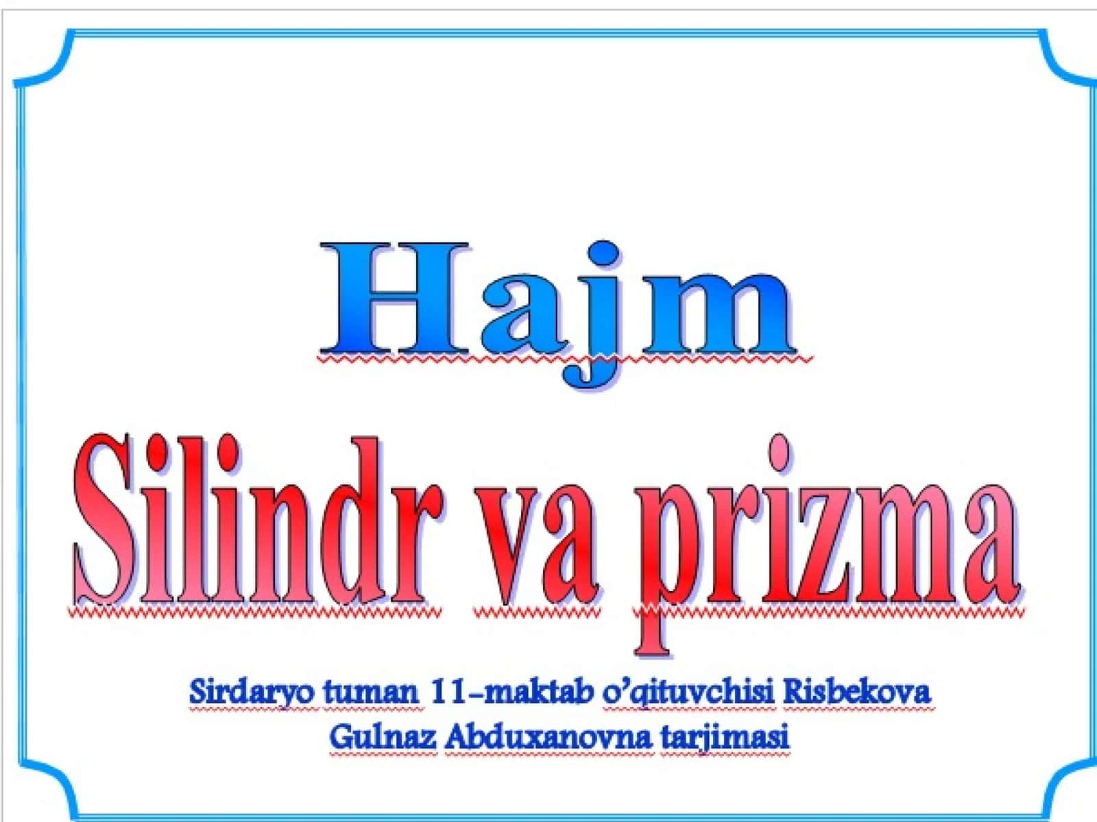 Jism hajmini aniqlash 1