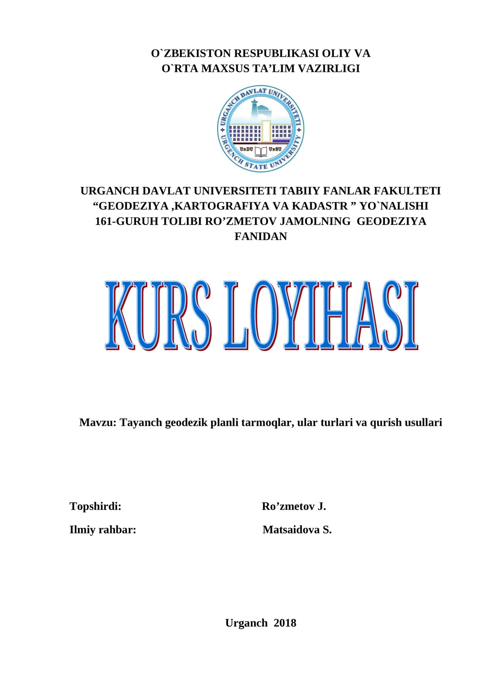 Tayanch geodezik planli tarmoqlar, ular turlari va qurish usullari 1