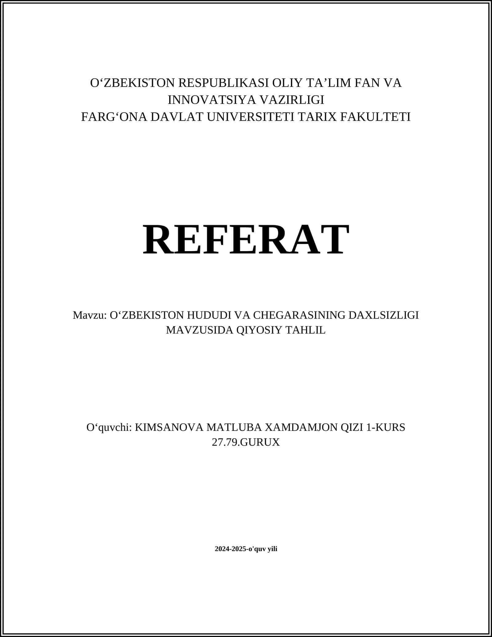 Oʻzbekiston Hududiy Yaxlitligi Tushunchasi 1