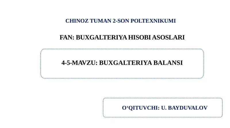 Buxgalteriya balansi. 1