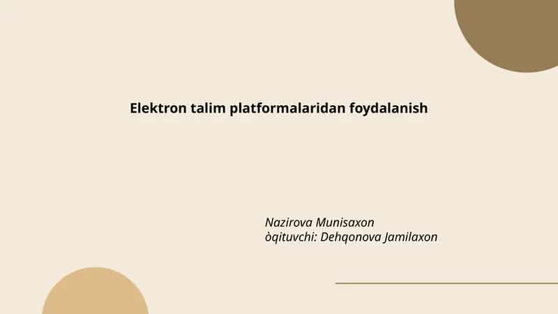 Elektron talim platformalaridan foydalanish 1