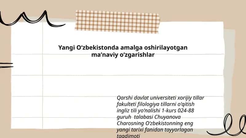 Yangi Oʻzbekistonda amalga oshirilayotgan maʼnaviy oʻzgarishlar 1