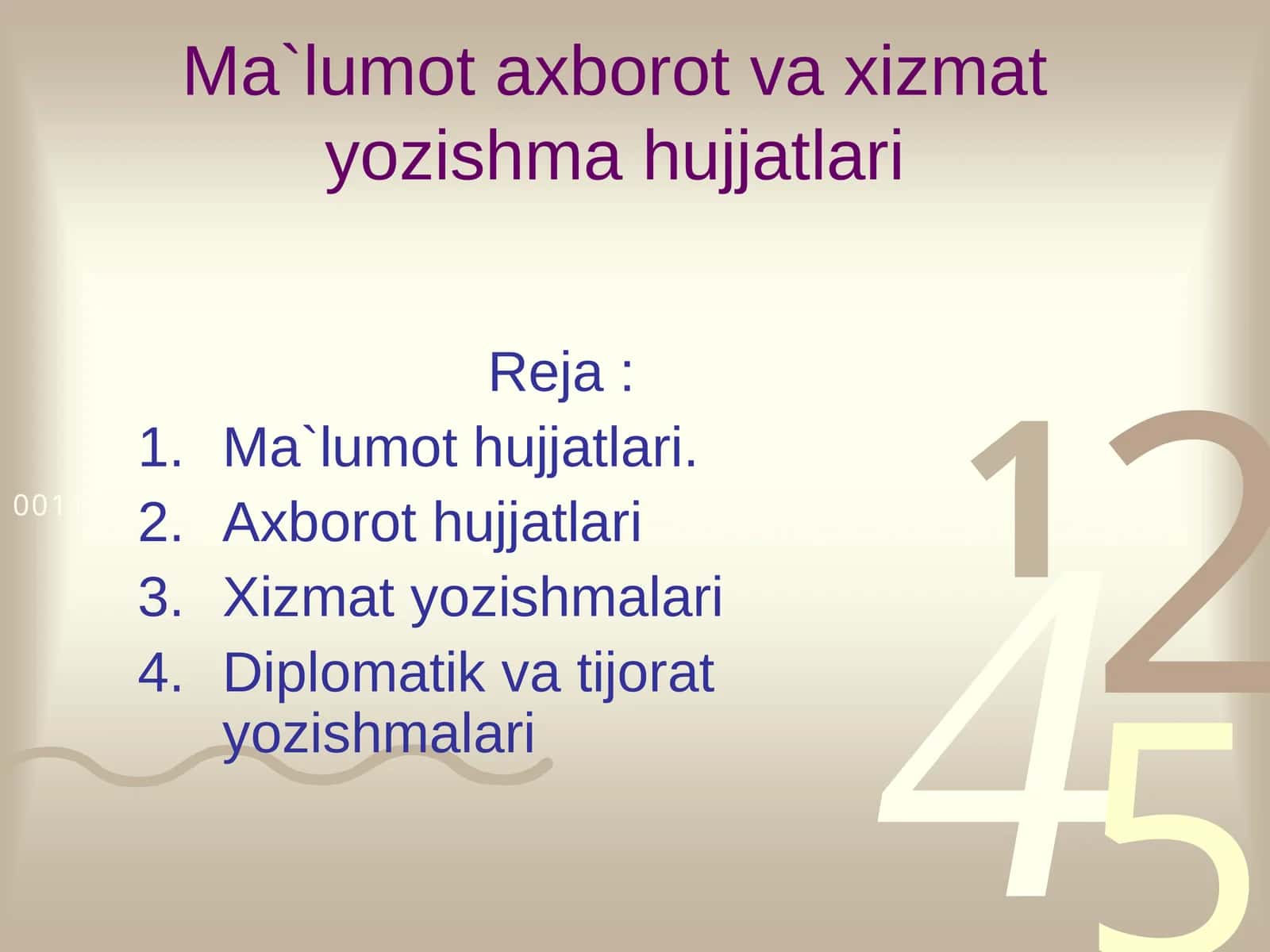 Ma`lumot axborot va xizmat yozishma hujjatlari 1
