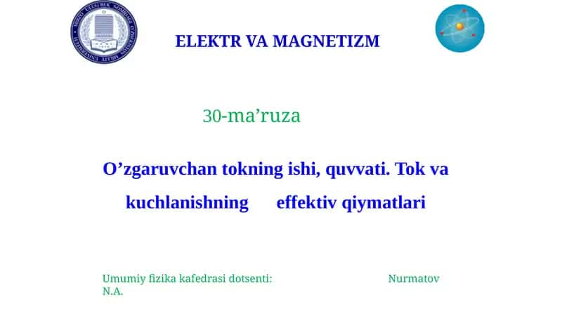 ELEKTR VA MAGNETIZM 1