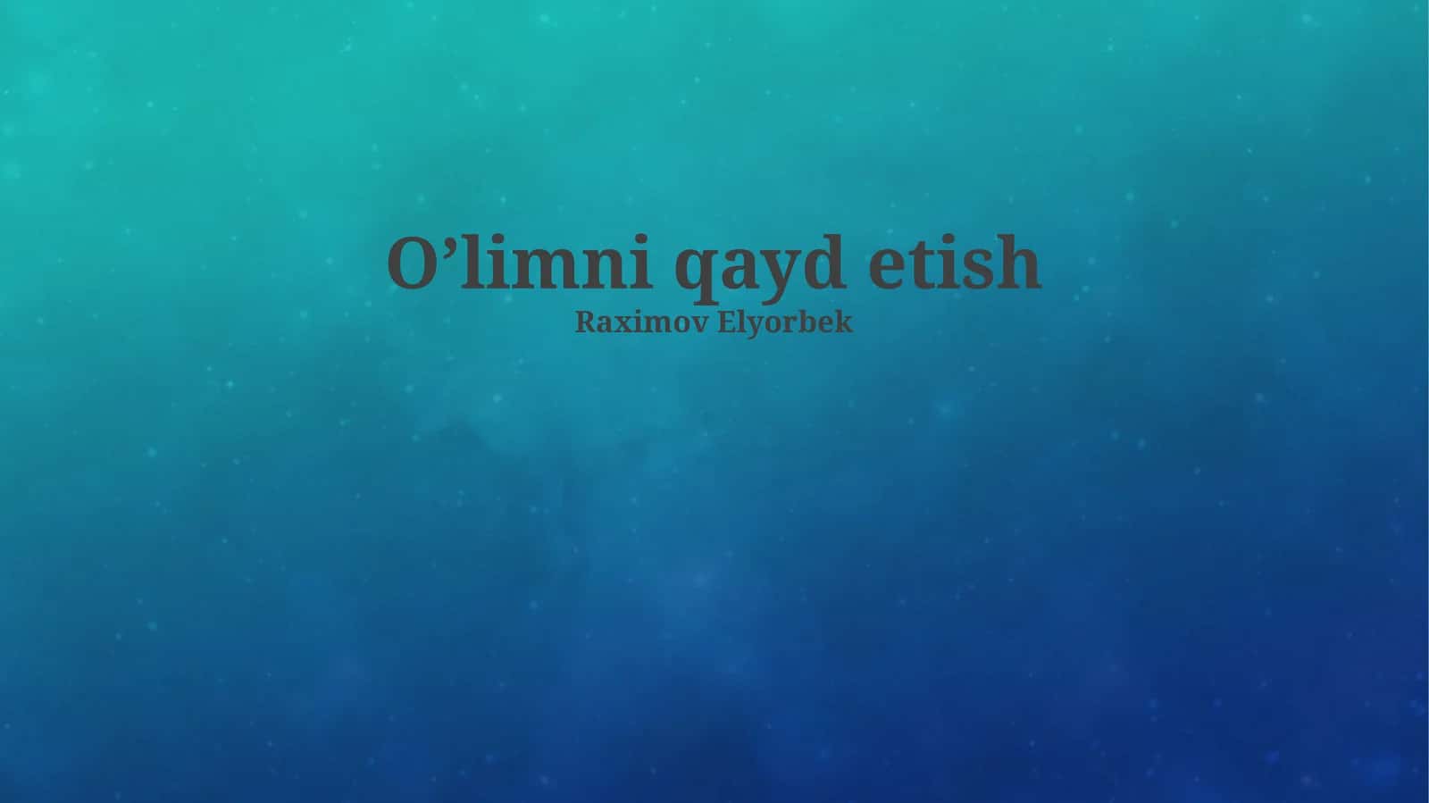 Oʼlimni qayd etish 1