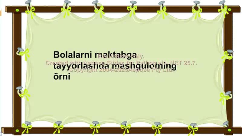Bolalarni maktabga tayyorlashda mashğulotning õrni 1