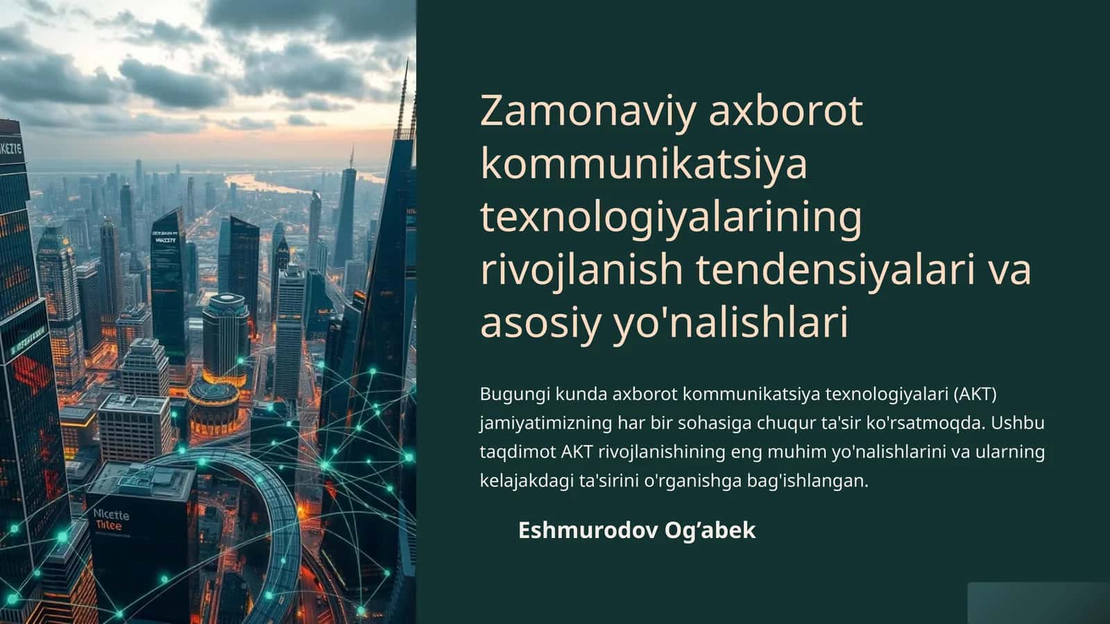 Zamonaviy axborot kommunikatsiya texnologiyalarining rivojlanish tendensiyalari va asosiy yo'nalishlari 1