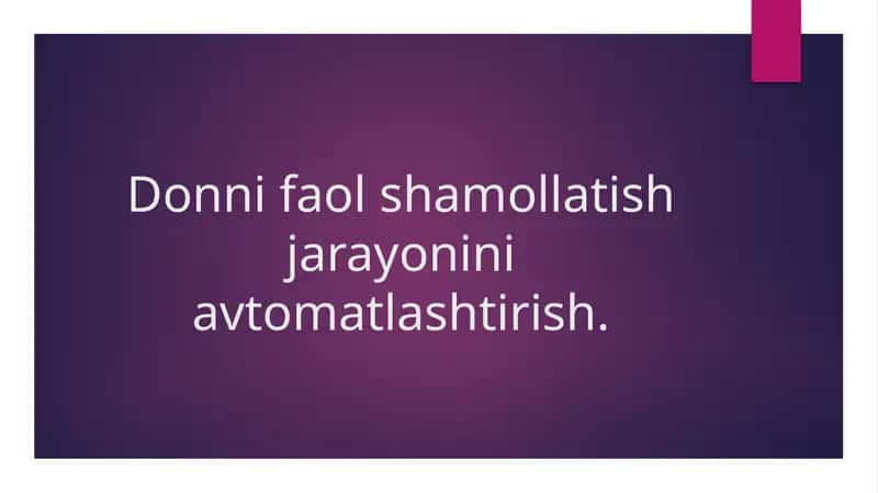 Donni faol shamollatish jarayonini avtomatlashtirish. 1